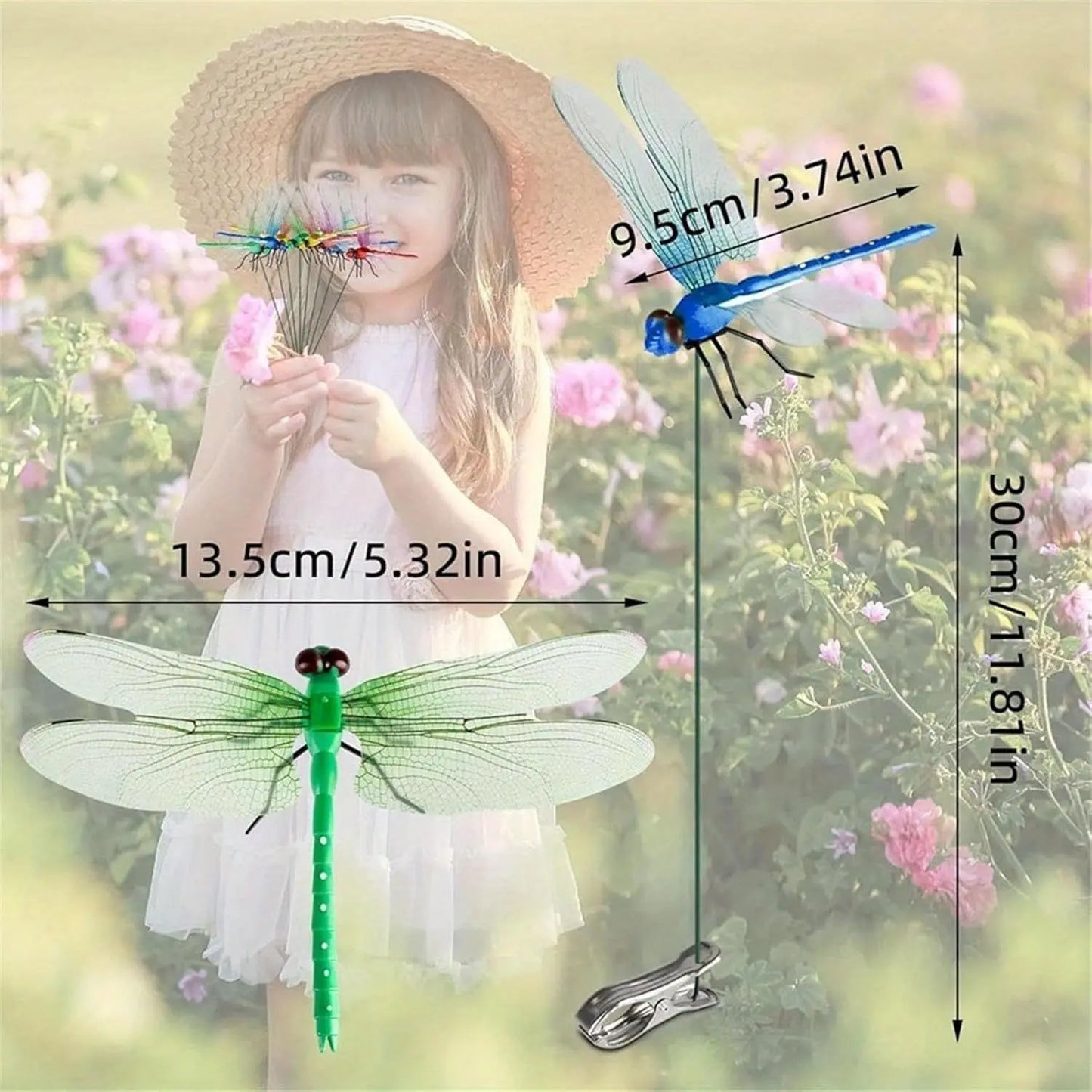 12 Pcs 3D Realistic Dragonfly Clips for Outdoor & Indoor Decor - Multi-color Set