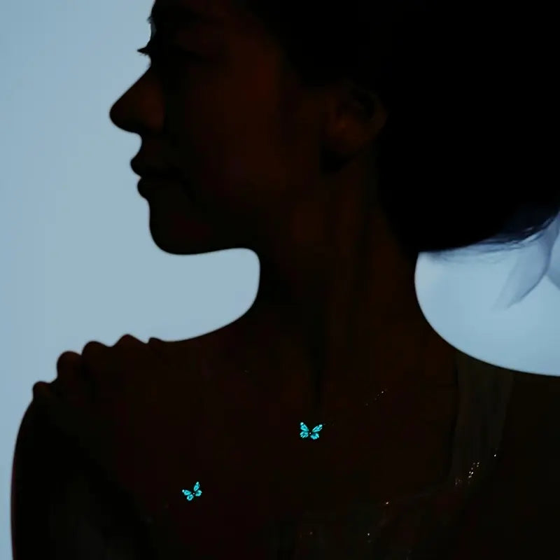 Glow in the Dark Butterfly Necklace & Bracelet Set - Luminous Jewelry