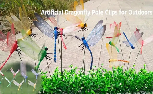12 Pcs 3D Realistic Dragonfly Clips for Outdoor & Indoor Decor - Multi-color Set