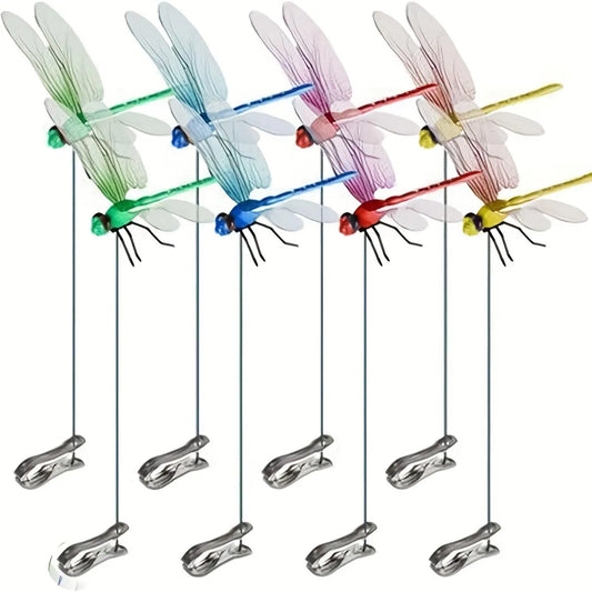 12 Pcs 3D Realistic Dragonfly Clips for Outdoor & Indoor Decor - Multi-color Set