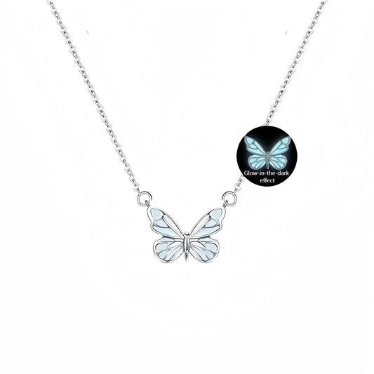 Glow in the Dark Butterfly Necklace & Bracelet Set - Luminous Jewelry